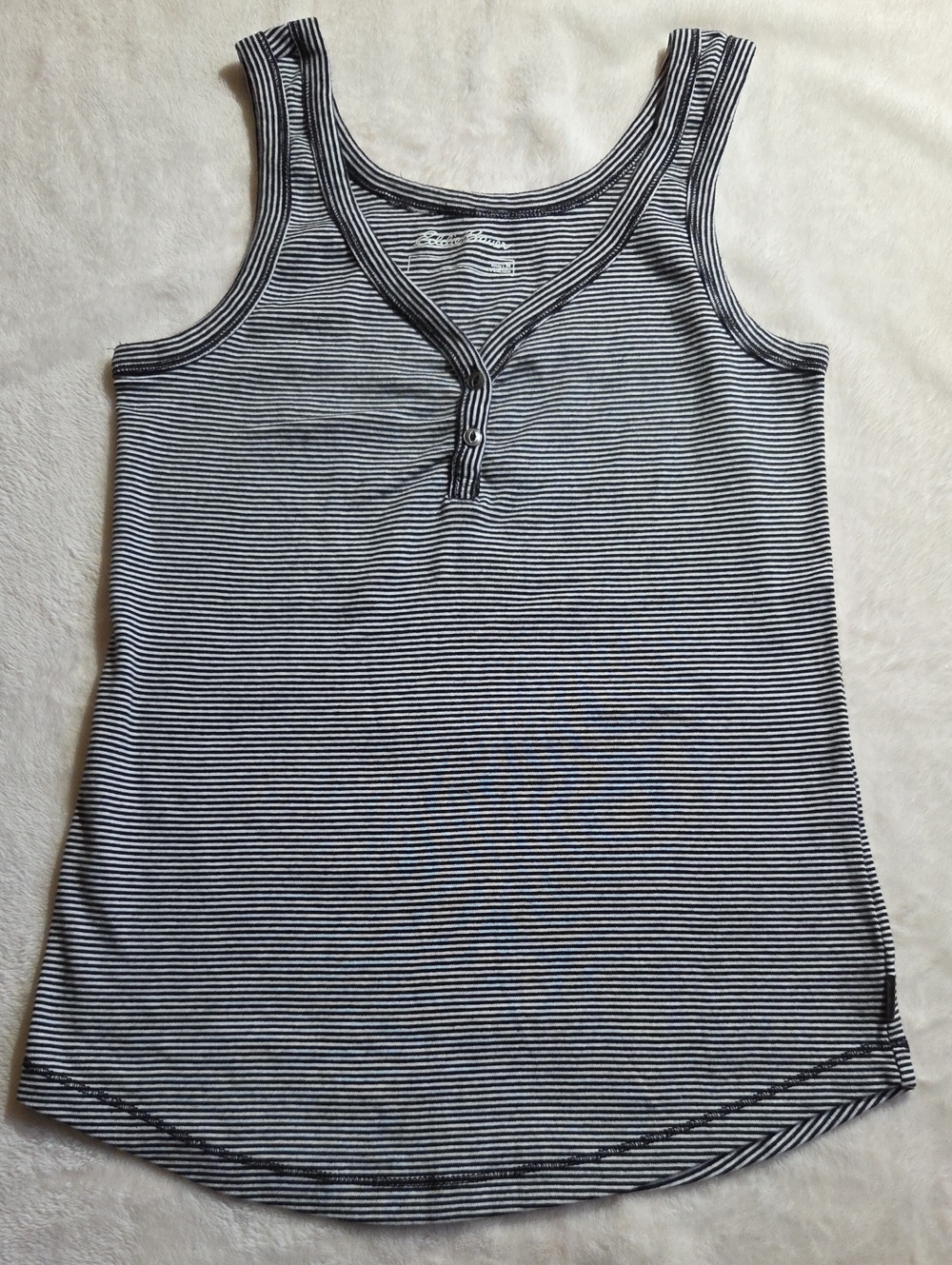 Eddie Bauer Black and White Striped V-Neck Tank